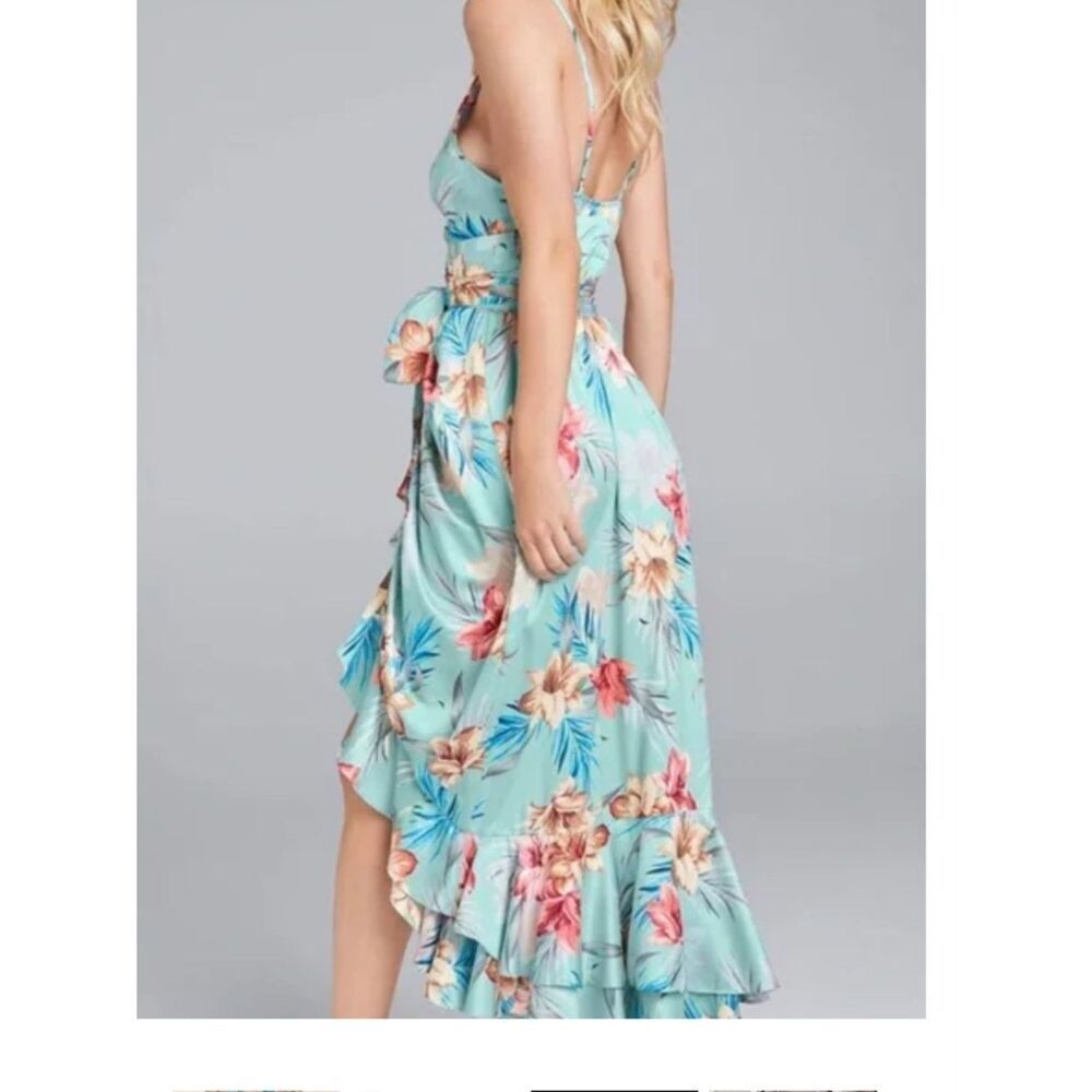 VENUS Maxi Dress Vibrant Floral True Wrap Ruffle Front Size 6 - Picture 2 of 13